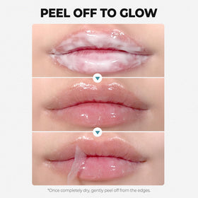 Laka peel-off process lifting flakes for visibly smoother lips