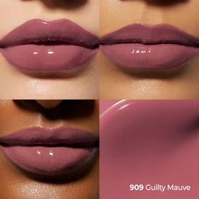 Laka color swatches on arm showing Guilty Mauve payoff and blendability