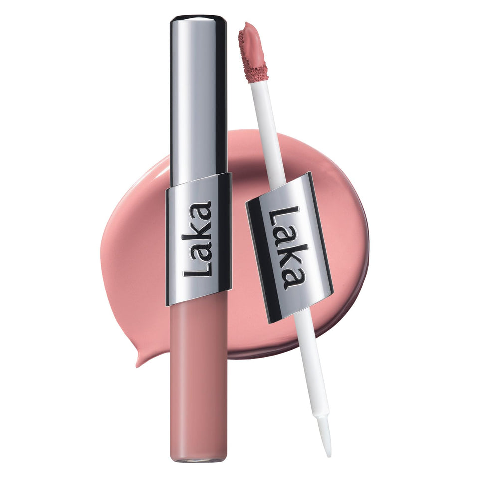 Laka product front packaging showing shade 901 True Peach and benefits