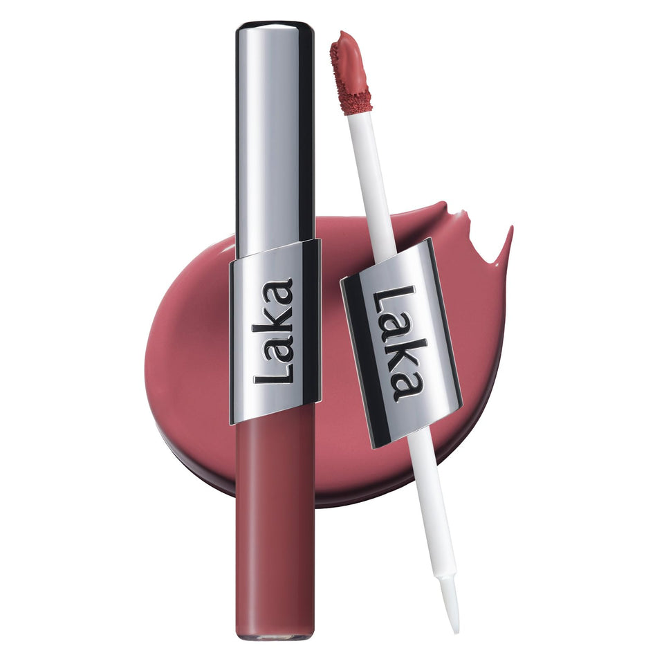 Laka front view of dual-ended lip pen showing both ends and shade