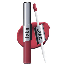 Laka front view of dual-ended lip pen showing sleek packaging and shade label