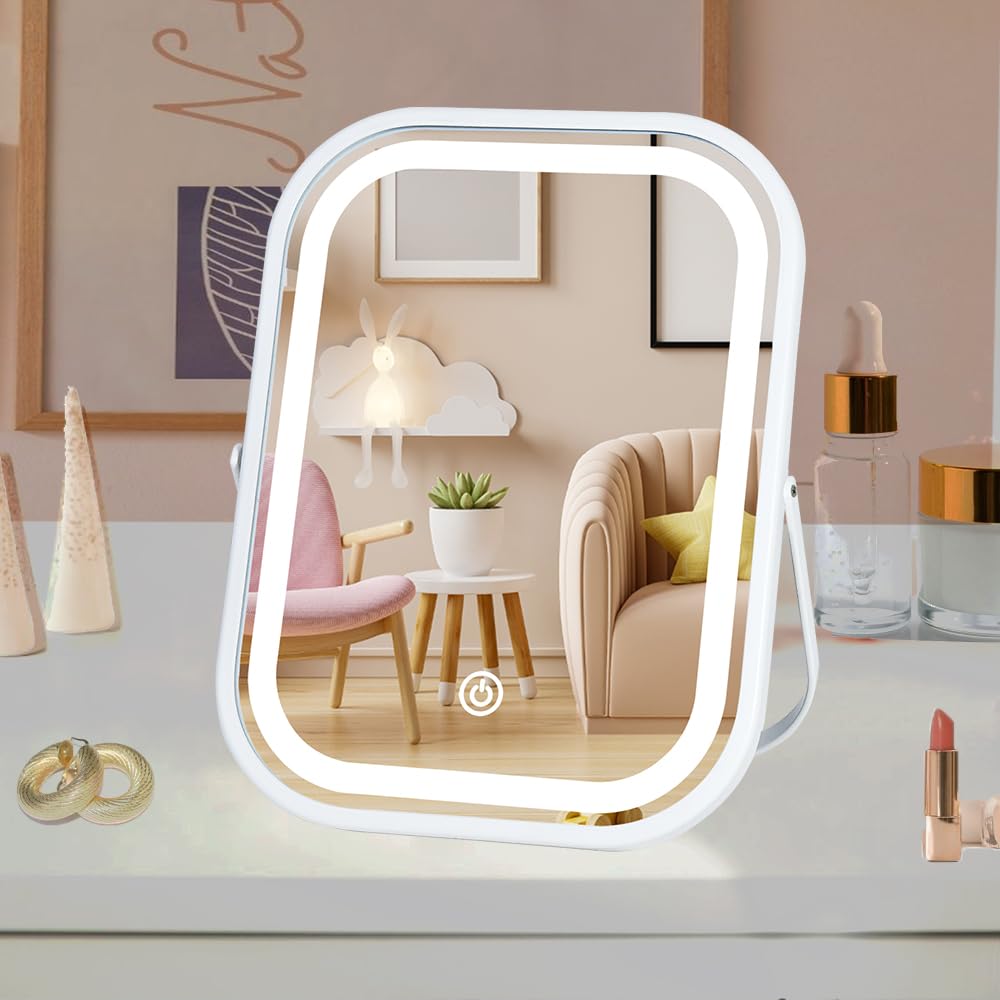 LAKFUES front view vanity mirror showing full reflective surface for accurate makeup