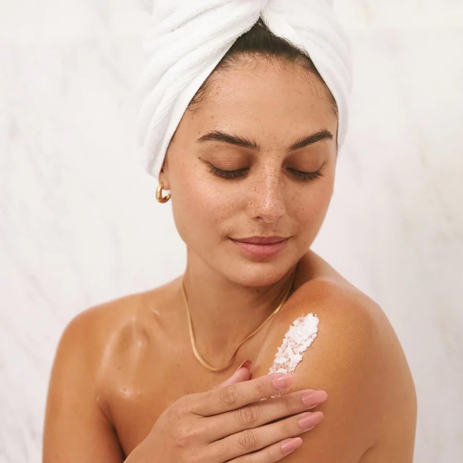 LALICIOUS scrub used in shower as a pre-shave step to reduce ingrown hairs and bumps