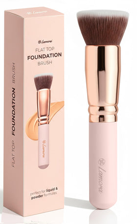 Lamora flat-top brush front view showing sleek shape and coverage benefit