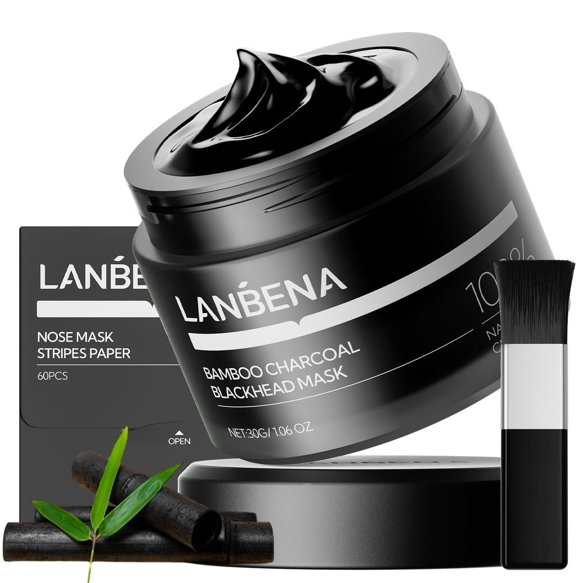 LANBENA front packaging showing 60 nose strips and product benefits