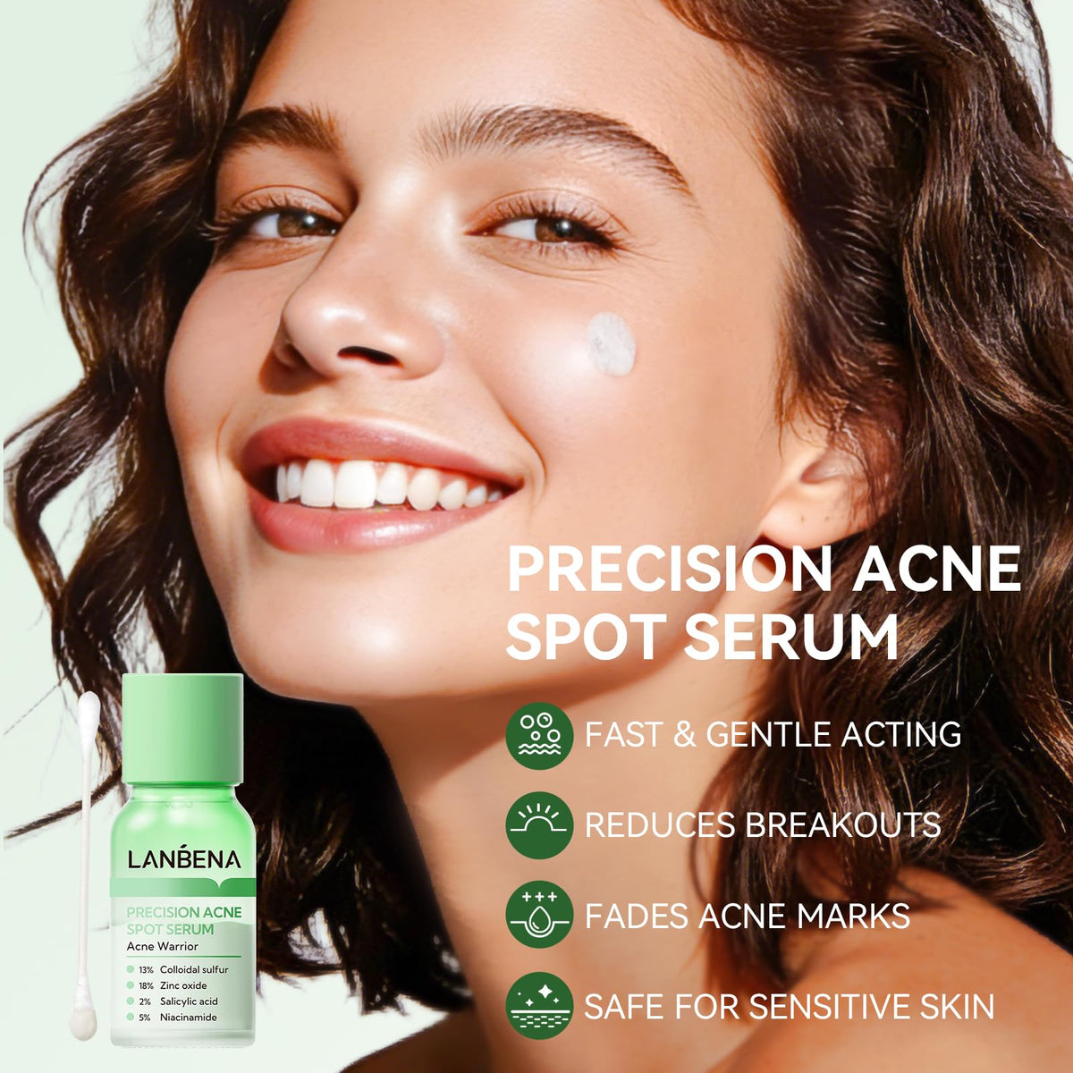 LANBENA texture droplet on skin illustrating lightweight, non-sticky absorption