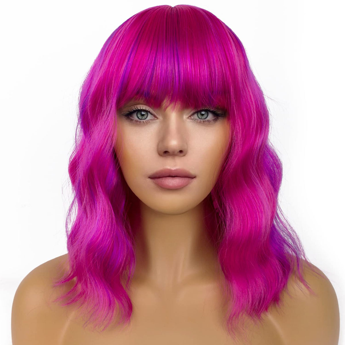 LANCAINI front view bob wig showing loose wavy silhouette and vibrant color