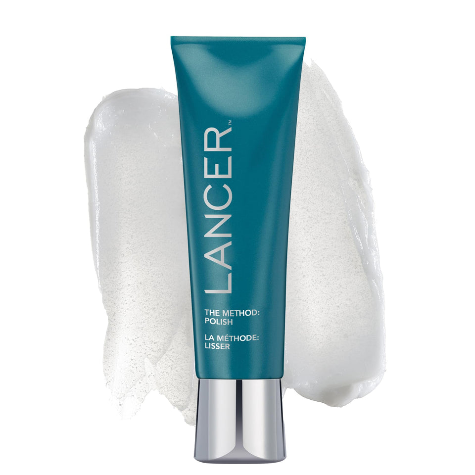 Lancer Skincare front bottle view showing polish packaging and benefit of gentle exfoliation