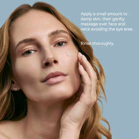 Lancer Skincare rinsed skin showing minimal residue and refreshed, brighter-looking benefit