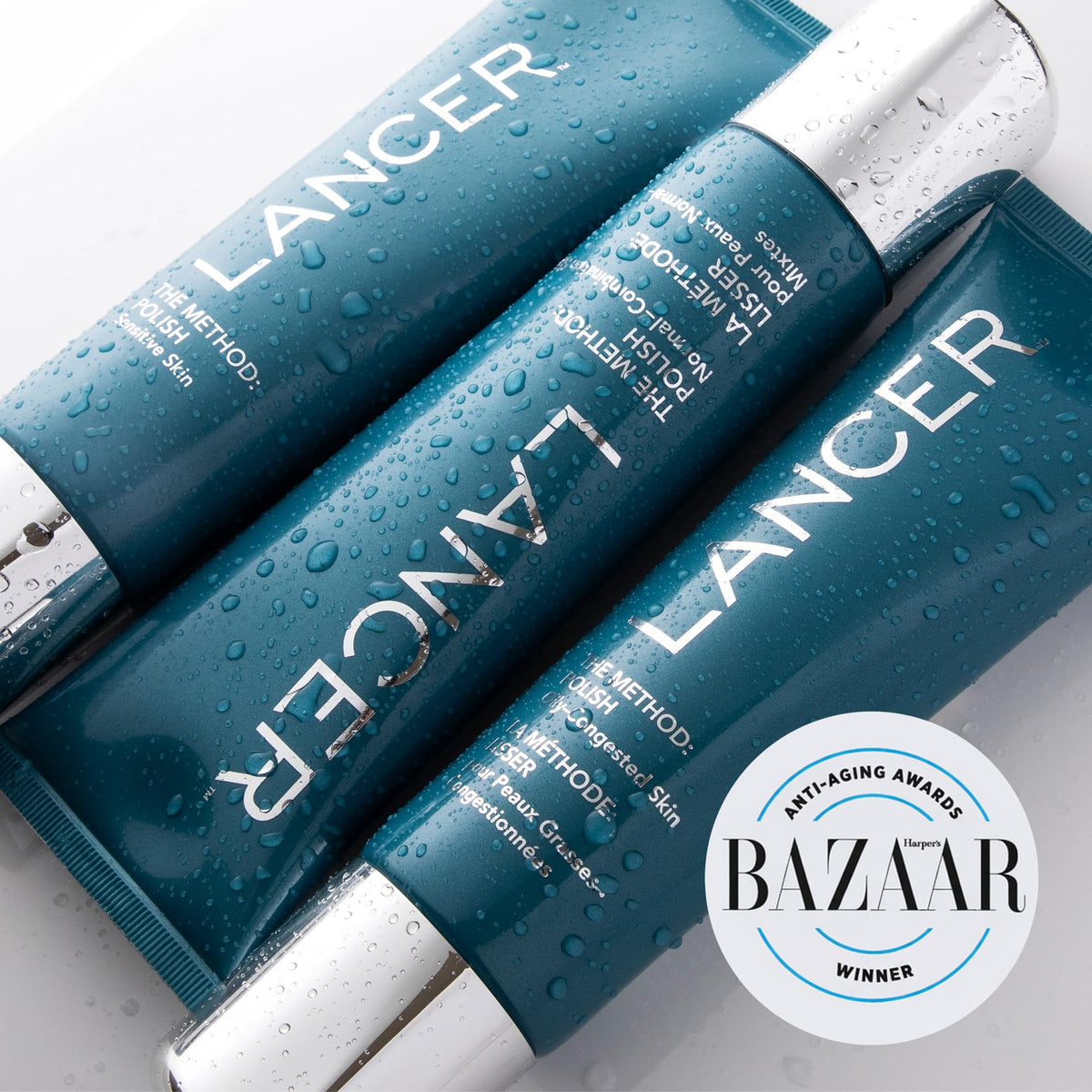 Lancer Skincare close-up of polish texture highlighting mineral beads and smooth finish benefit