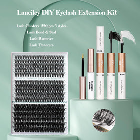 Lanciley cluster lashes next to ruler for accurate size and length comparison