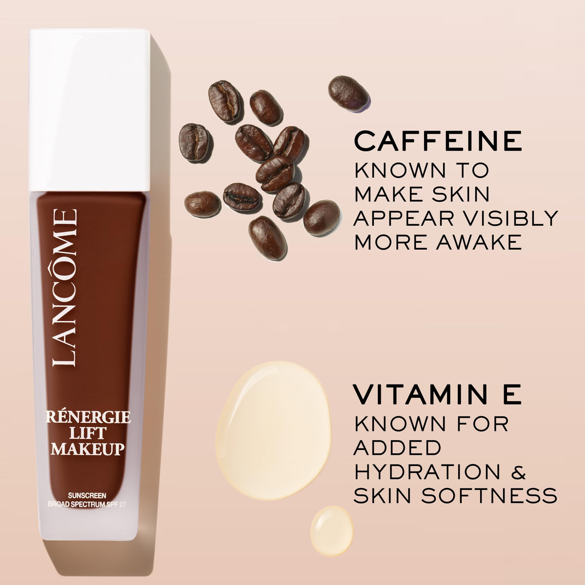 Lancôme before and after split face showing lifting effect and improved texture