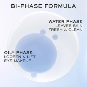 Lancôme Bi-Facil poured onto cotton pad demonstrating easy waterproof makeup dissolution