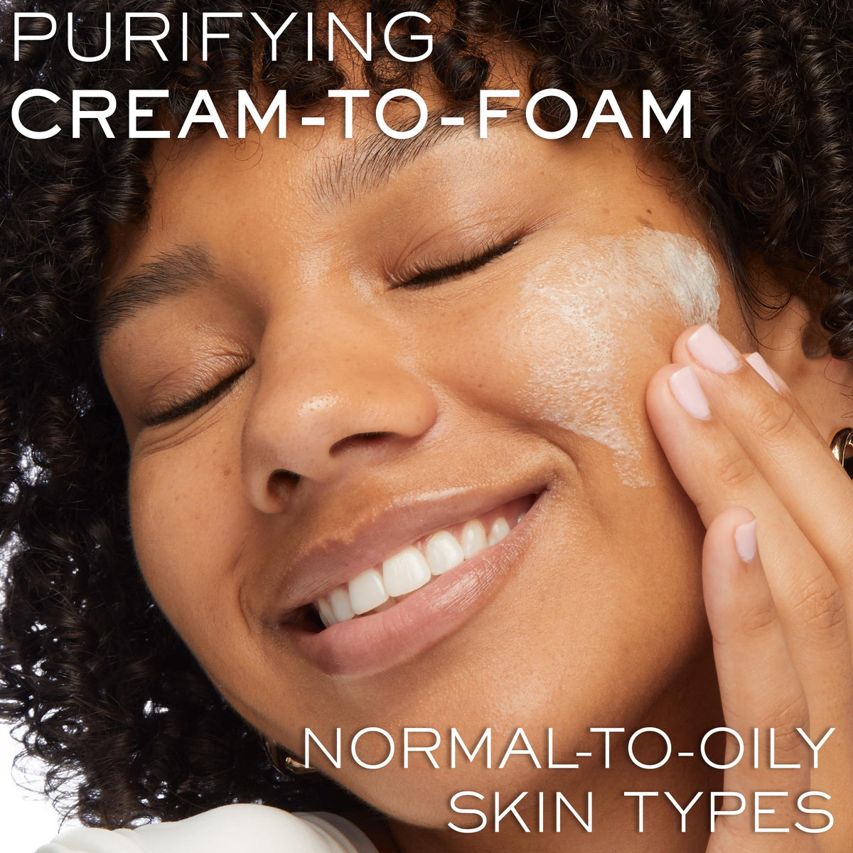 Lancôme cream-to-foam texture close-up highlighting smooth emollience