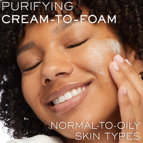 Lancôme cream-to-foam texture close-up highlighting smooth emollience