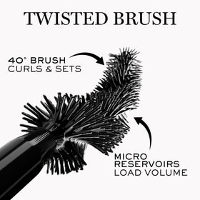 Lancôme mascara being applied to lashes demonstrating lift and curl benefit