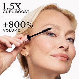 Lancôme on model eye demonstrating lifted fanned lashes