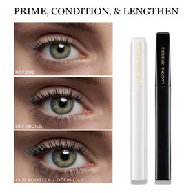 Lancôme Définicils deep brown swatches on paper showing true shade and natural finish benefit
