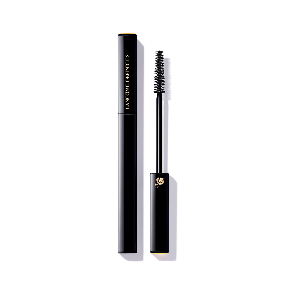 Lancôme Définicils front view of closed black mascara tube showing elegant packaging and portability