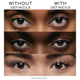 Lancôme Définicils lashes before and after demonstrating lengthening and defining benefit