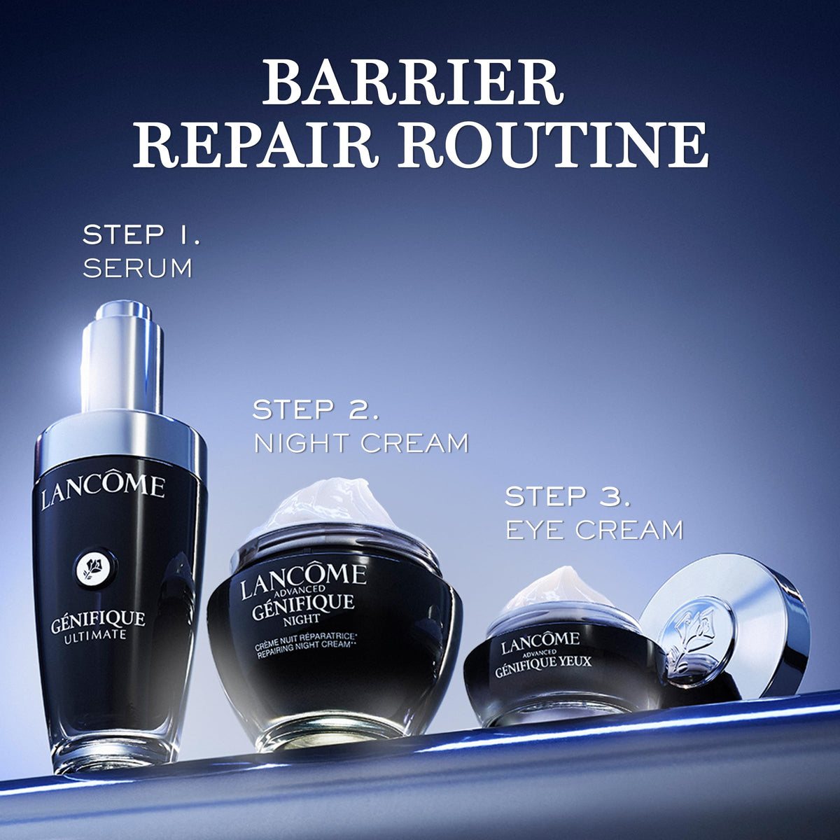 Lancôme Génifique before and after skin comparison illustrating improved texture and radiance