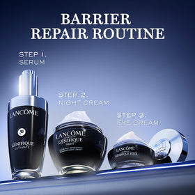 Lancôme Génifique close-up of label and text showing clear product information and trust benefit