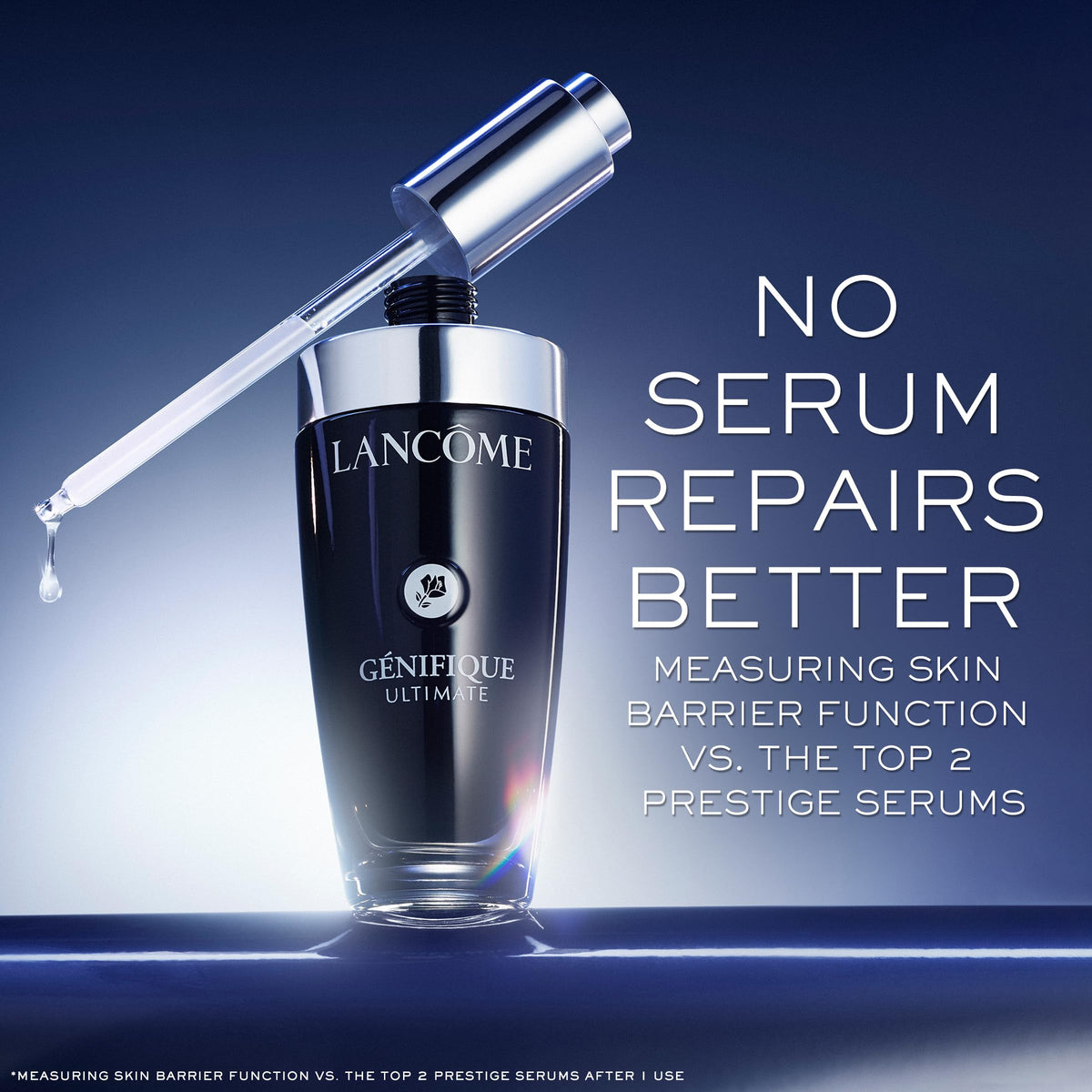 Lancôme serum droplet texture close-up demonstrating lightweight hydration