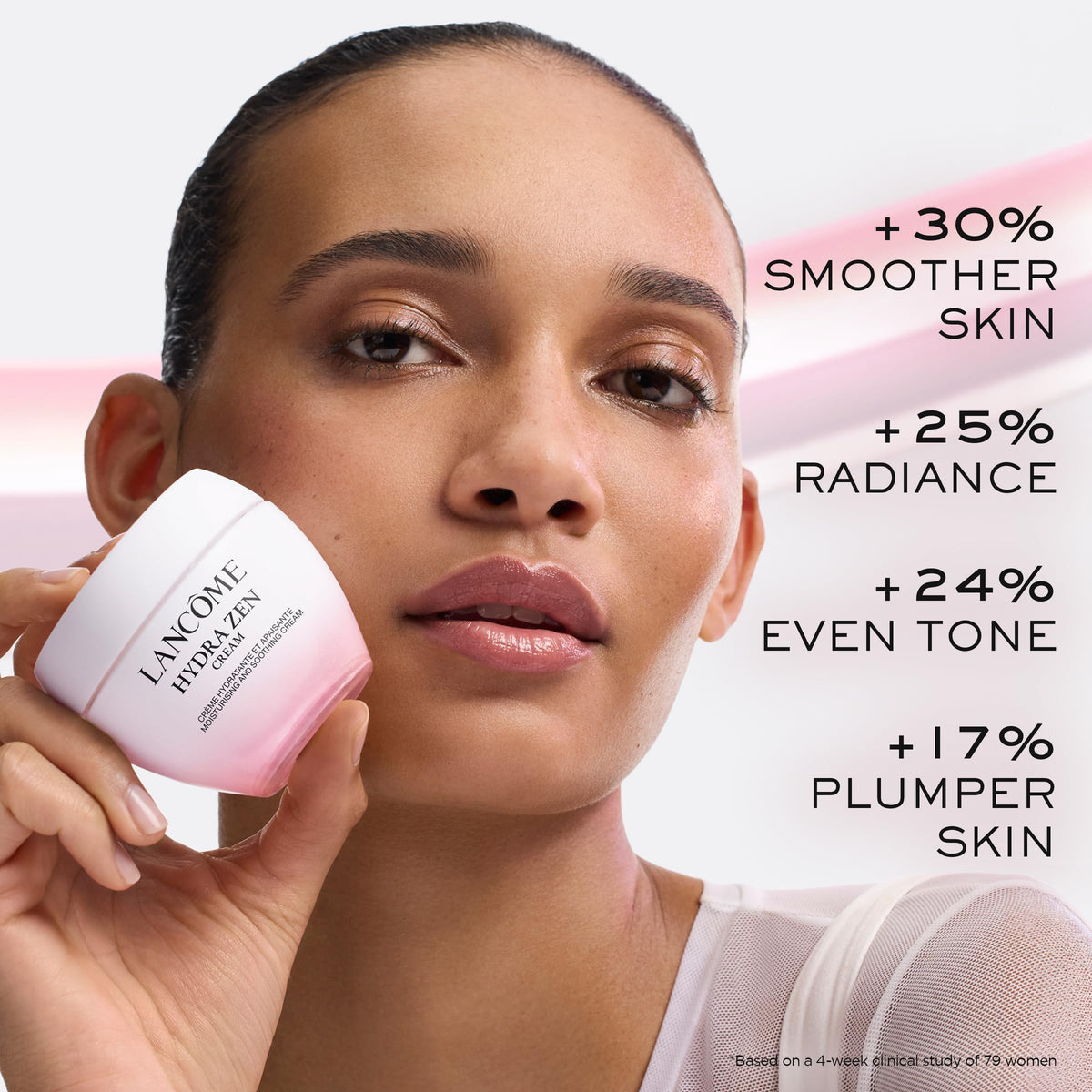 Lancôme jar in hand showing 1.7 fl oz scale and travel convenience