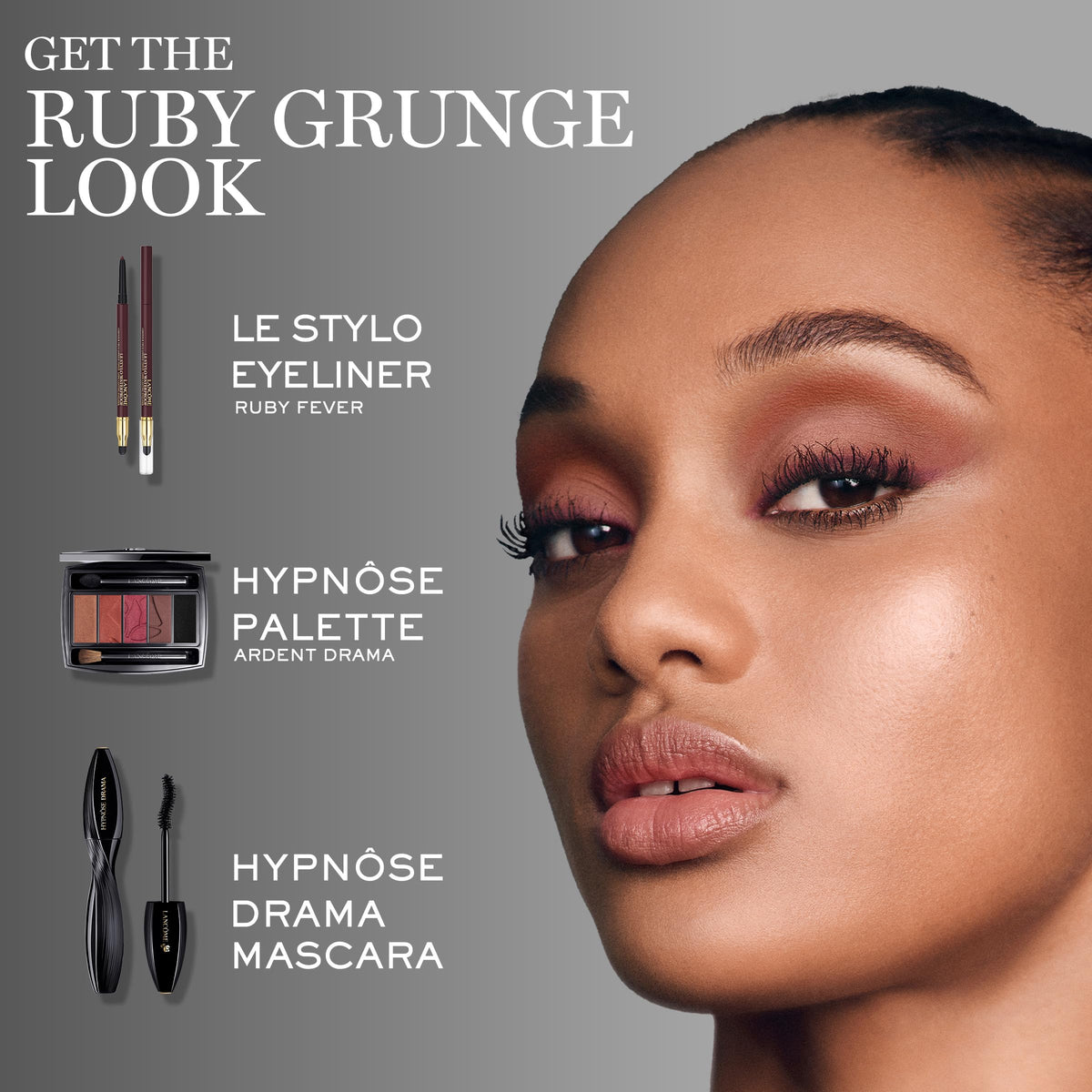 Lancôme Hypnôse Drama flatlay inside makeup bag showing travel-ready compact benefit