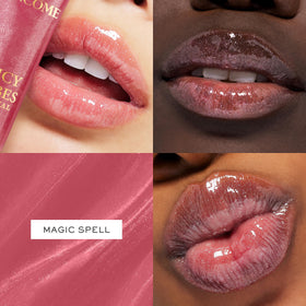 Lancôme Juicy Tubes texture close-up showing shimmering particles and glossy sheen
