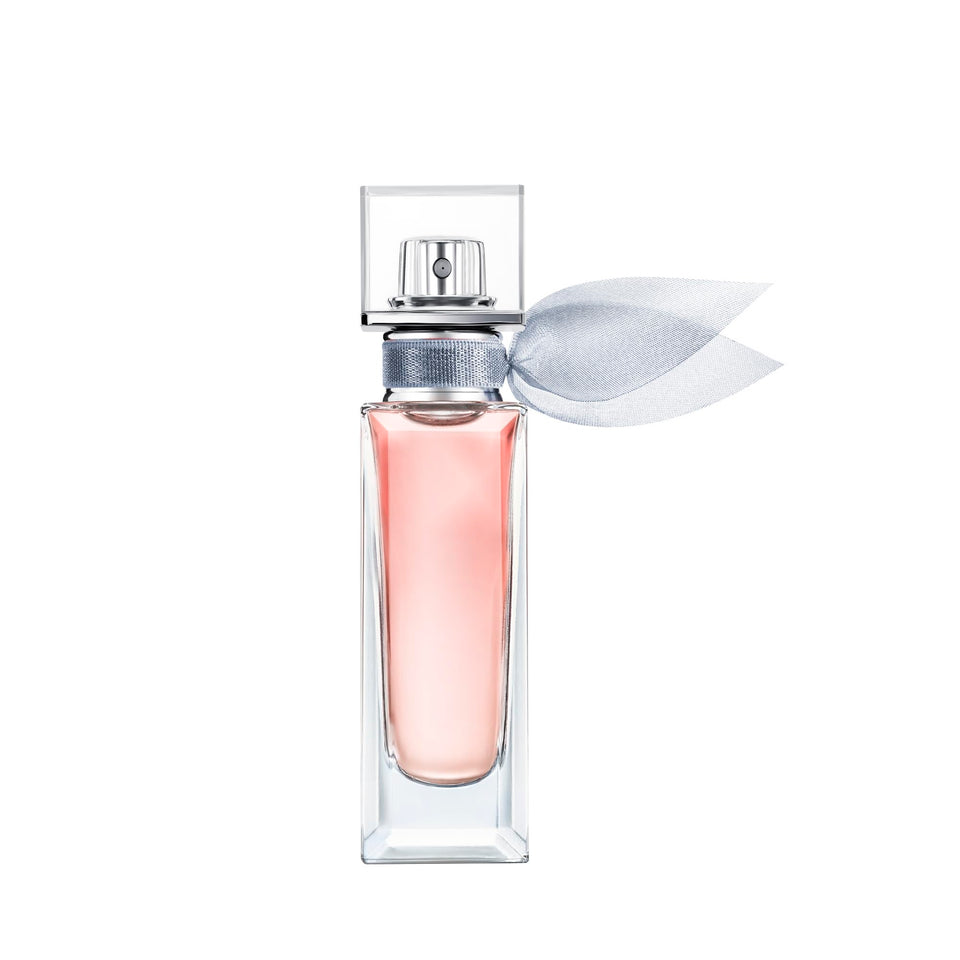Lancôme bottle front view showing elegant crystal design and brand charm