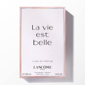 Lancôme La Vie Est Belle displayed on dressing table, suggesting everyday feminine luxury
