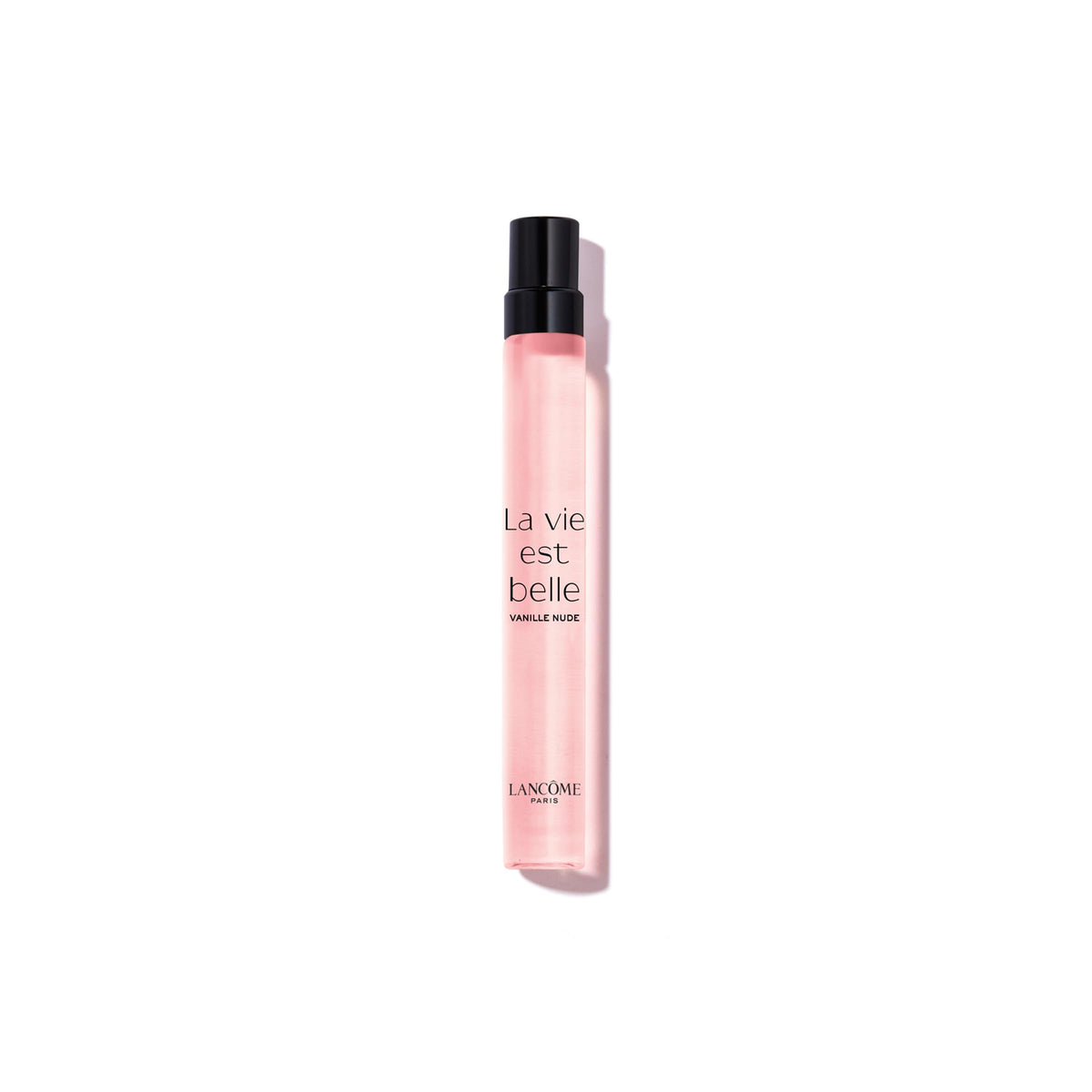 Lancôme La Vie Vanille Nude front bottle showing elegant design and easy carry benefit
