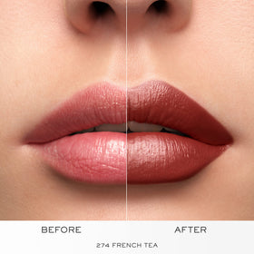 Lancôme packaging detail with logo emphasizing luxury presentation and trust