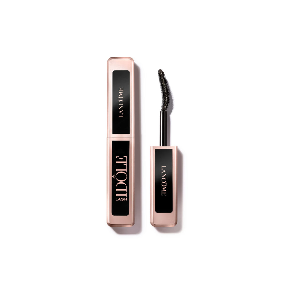 Lancôme front packaging showing sleek black tube and logo, conveys luxury finish