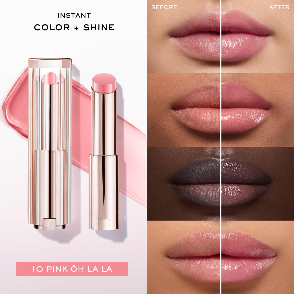 Lancôme Lip Idôle open tube with applicator demonstrating easy glide