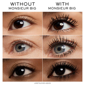 Lancôme Monsieur Big lashes before and after showing fuller lashes after one coat