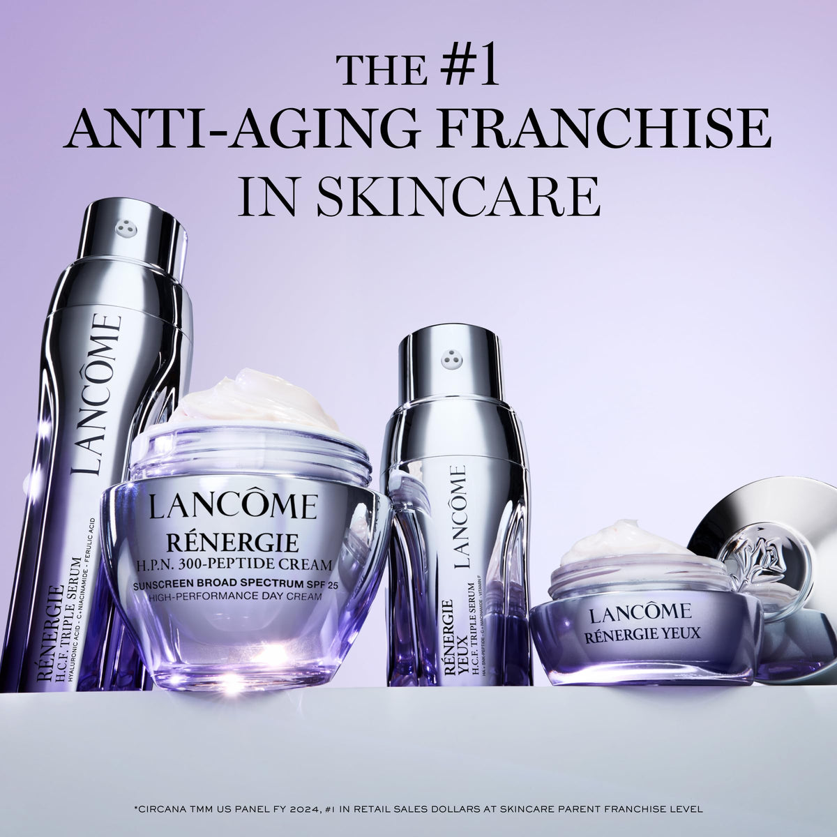 Lancôme cream absorbing into skin showing non-greasy finish and smoothing benefit
