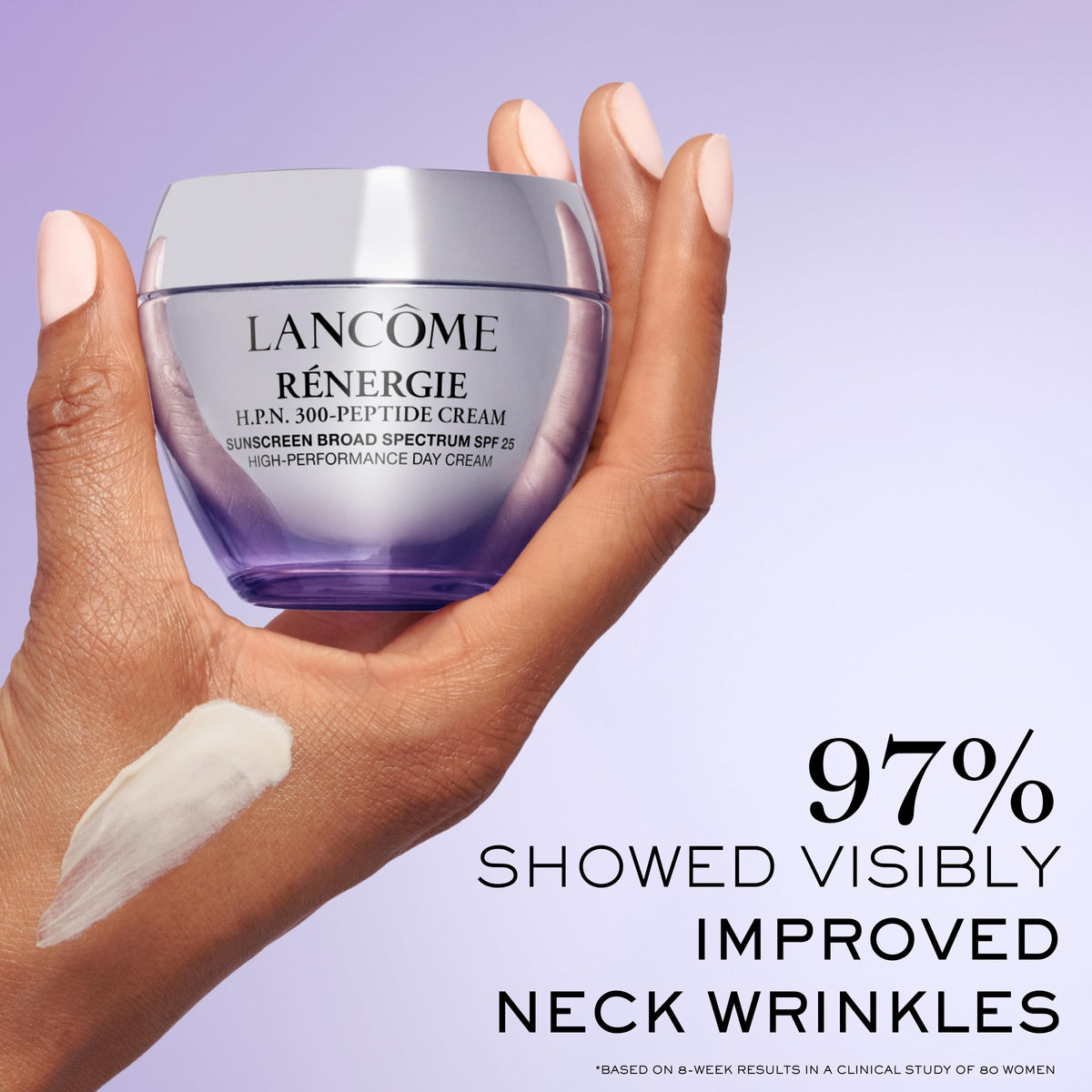Lancôme cream texture close-up showing smooth finish and hydration benefit