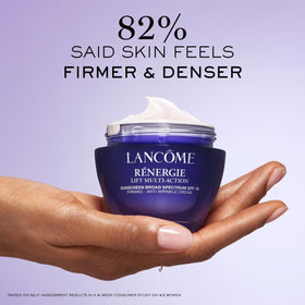 Lancôme Rénergie Lift applied to hand showing smooth spread and quick absorption