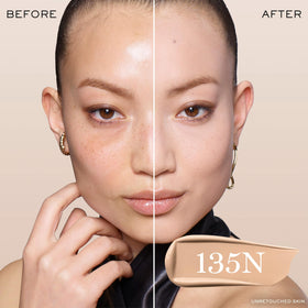 Lancôme swatch of 135N on arm showing fair-light neutral peachy match