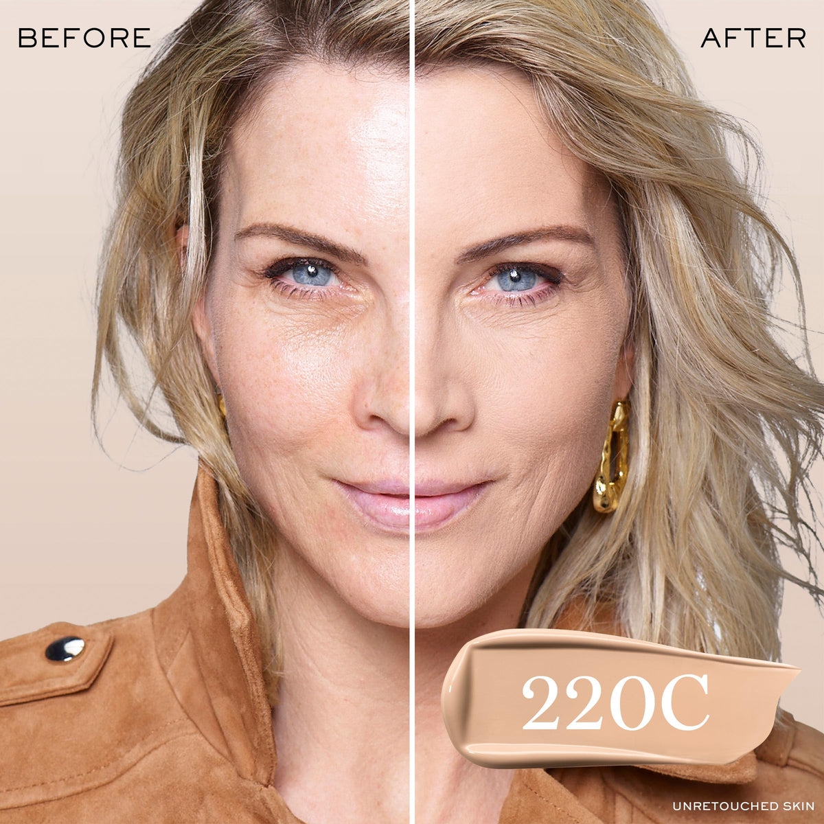 Lancôme foundation texture close-up showing creamy drop, highlights hydration and blendability