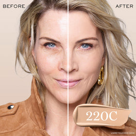 Lancôme foundation texture close-up showing creamy drop, highlights hydration and blendability