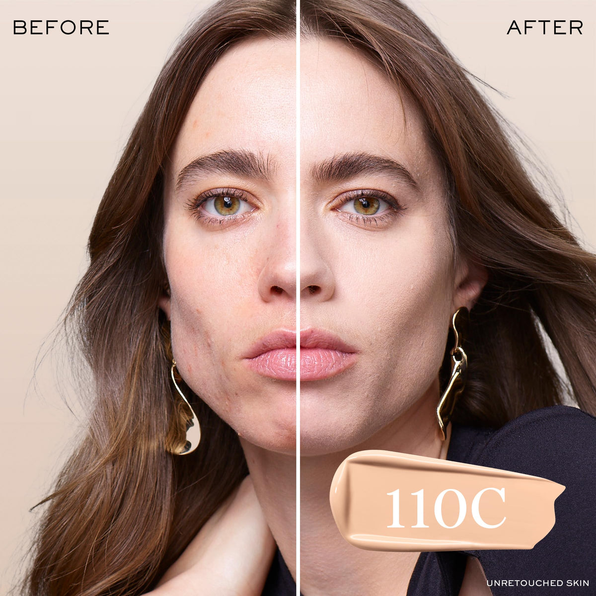 Lancôme foundation texture swatch highlighting smooth blendability and finish