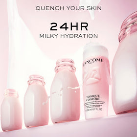 Lancôme being applied with a cotton pad showing impurity removal and prep