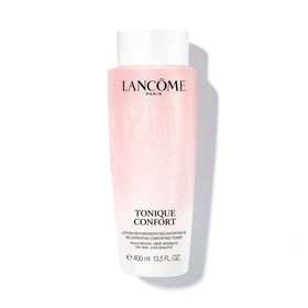 Lancôme front bottle view showing elegant packaging and product benefit of hydration