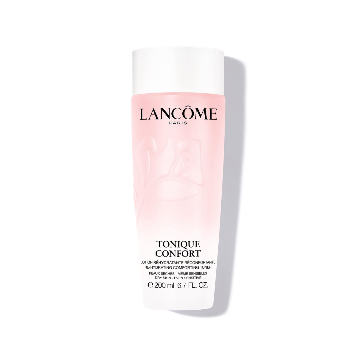 Lancôme front bottle view showing sleek packaging and hydration benefit