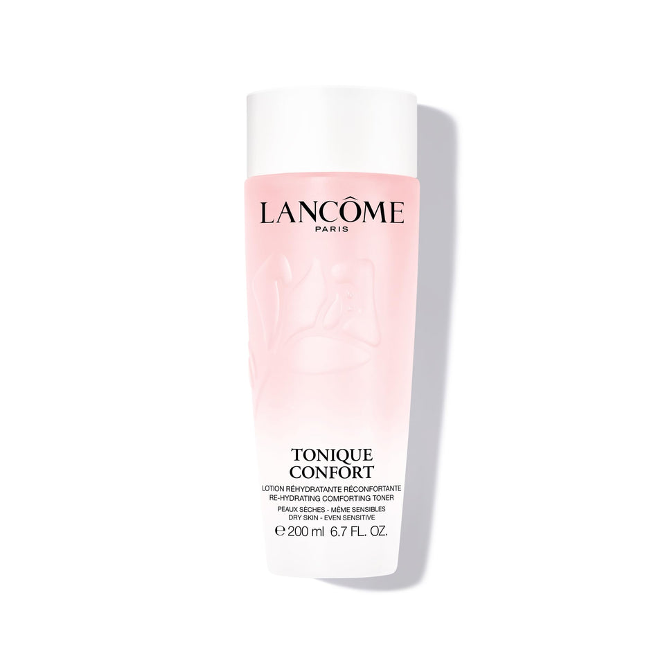Lancôme front bottle view showing sleek packaging and hydration benefit