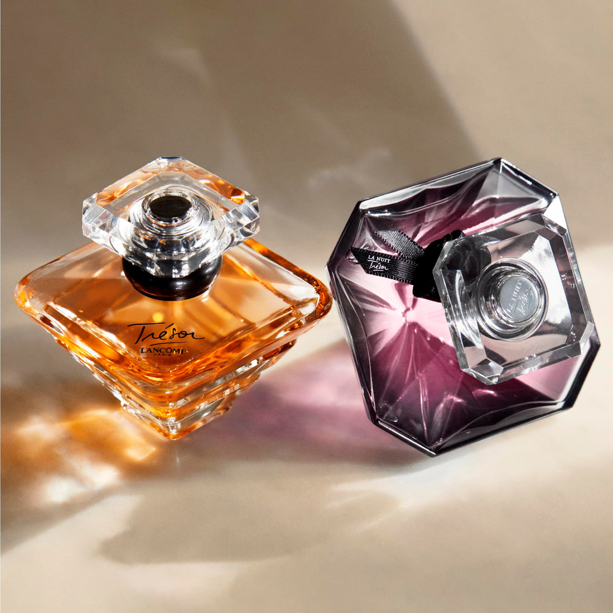 Lancôme Trésor perfume staged in evening setting suggesting romantic use