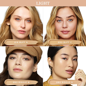 Lancôme under-eye before and after demonstrating brightening and crease-free benefit